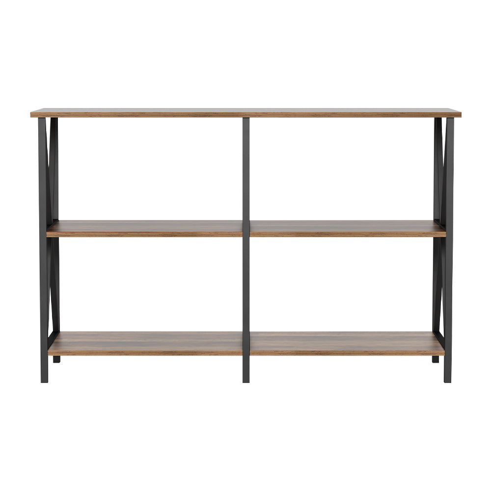 Xiah 120CM Console Table 3-Tier Walnut Black