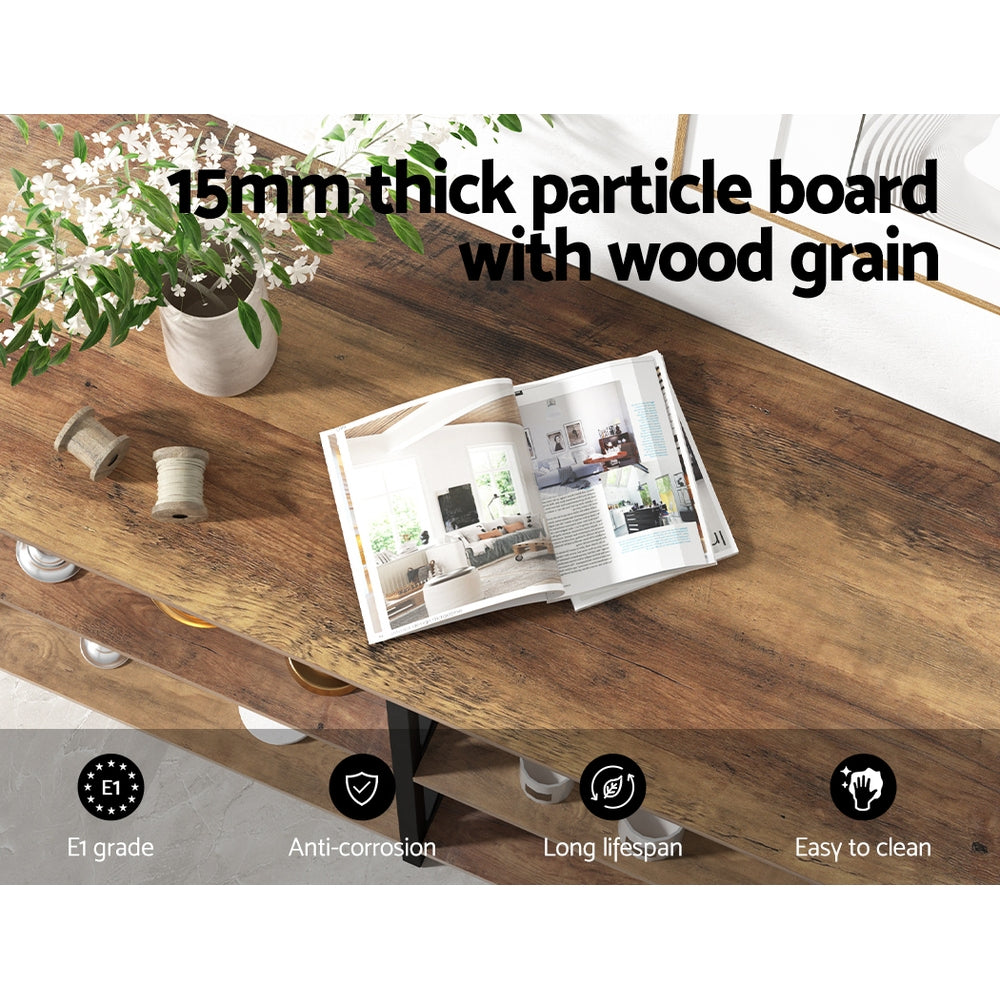 Xiah 120CM Console Table 3-Tier Walnut Black