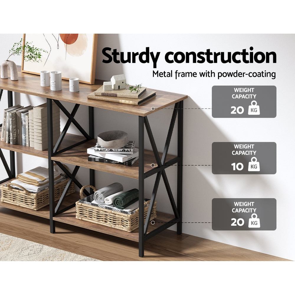 Xiah 120CM Console Table 3-Tier Walnut Black