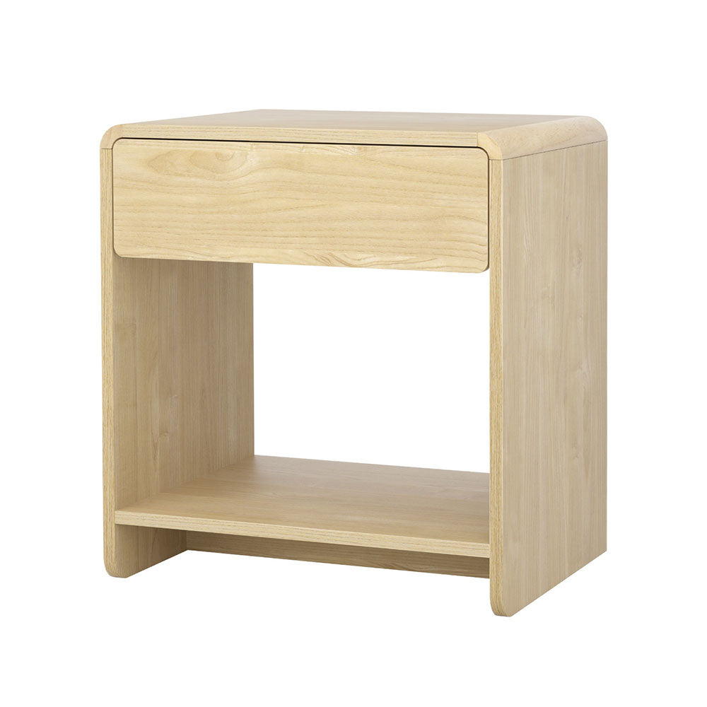 Artiss Pine Bedside Table Drawer Open Shelf