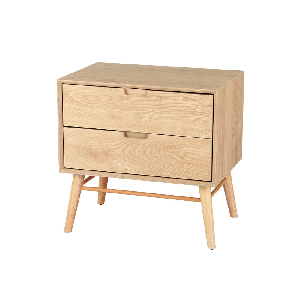 Gino Oak Bedside Table Drawers Storage Cabinet Nightstand Pine