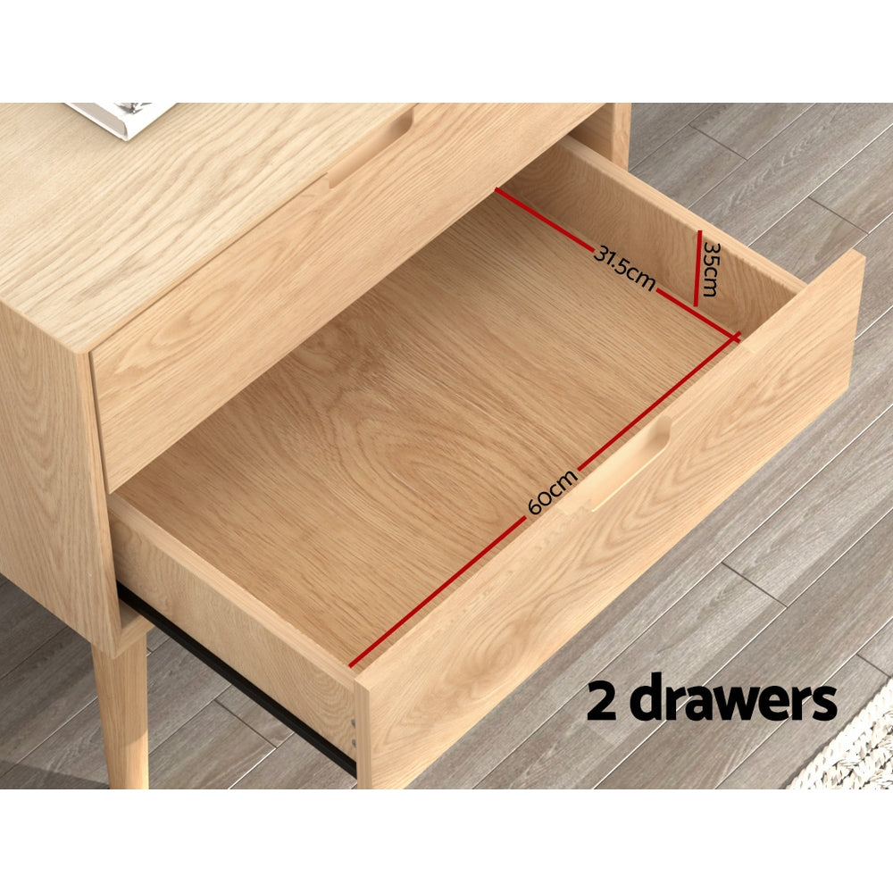 Gino Oak Bedside Table Drawers Storage Cabinet Nightstand Pine