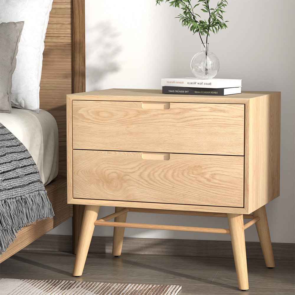 Gino Bedside Table with Drawer Storage Nightstand Oak