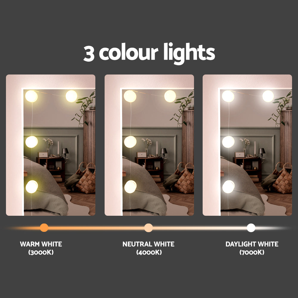Debbie Dressing Table Set with Stool 10 LED Bulbs White