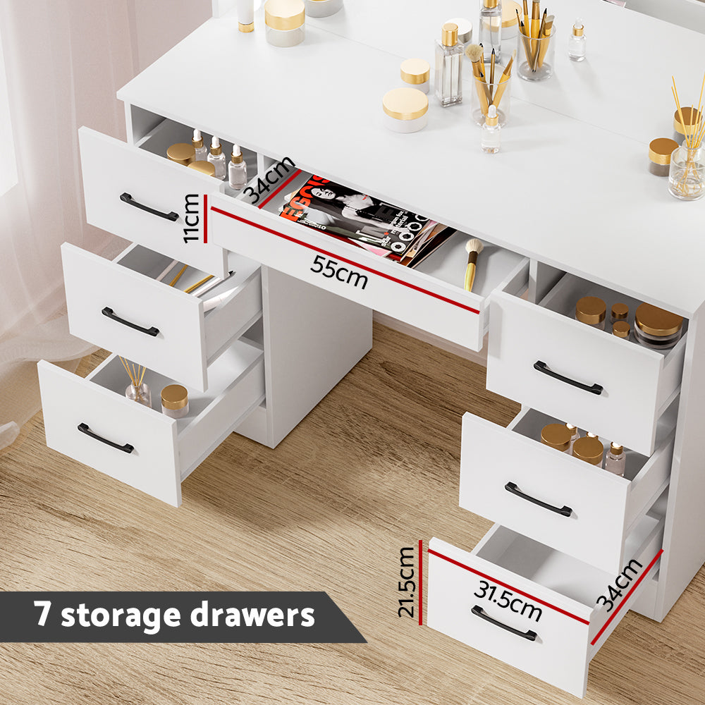 Debbie Dressing Table Set with Stool 10 LED Bulbs White