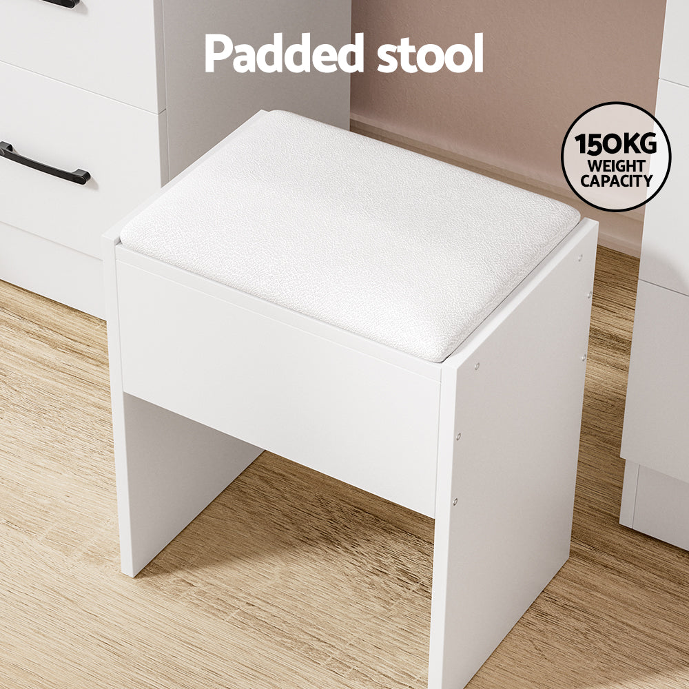Debbie Dressing Table Set with Stool 10 LED Bulbs White