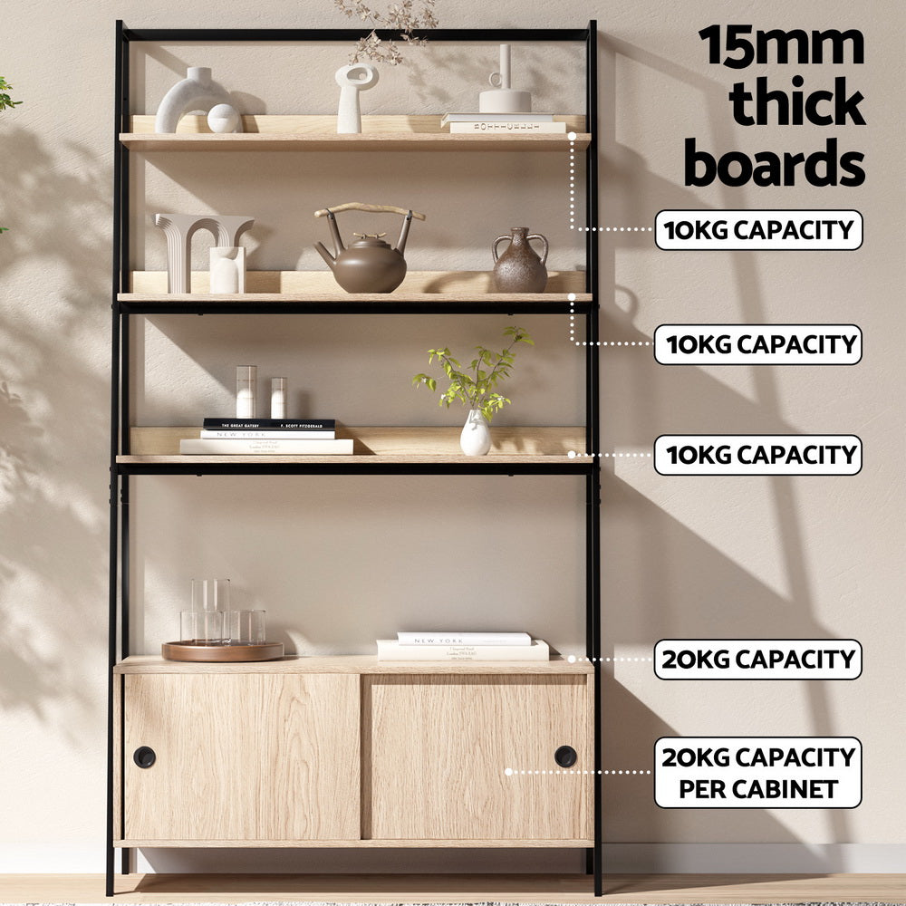MIRA 5-Tier Cube Bookshelf Oak Black