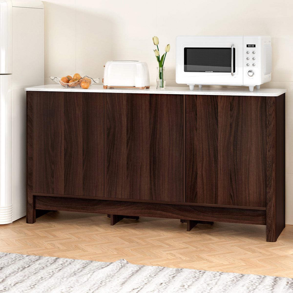Artiss Buffet Sideboard Cabinet 3-Door Marble Effect Tabletop