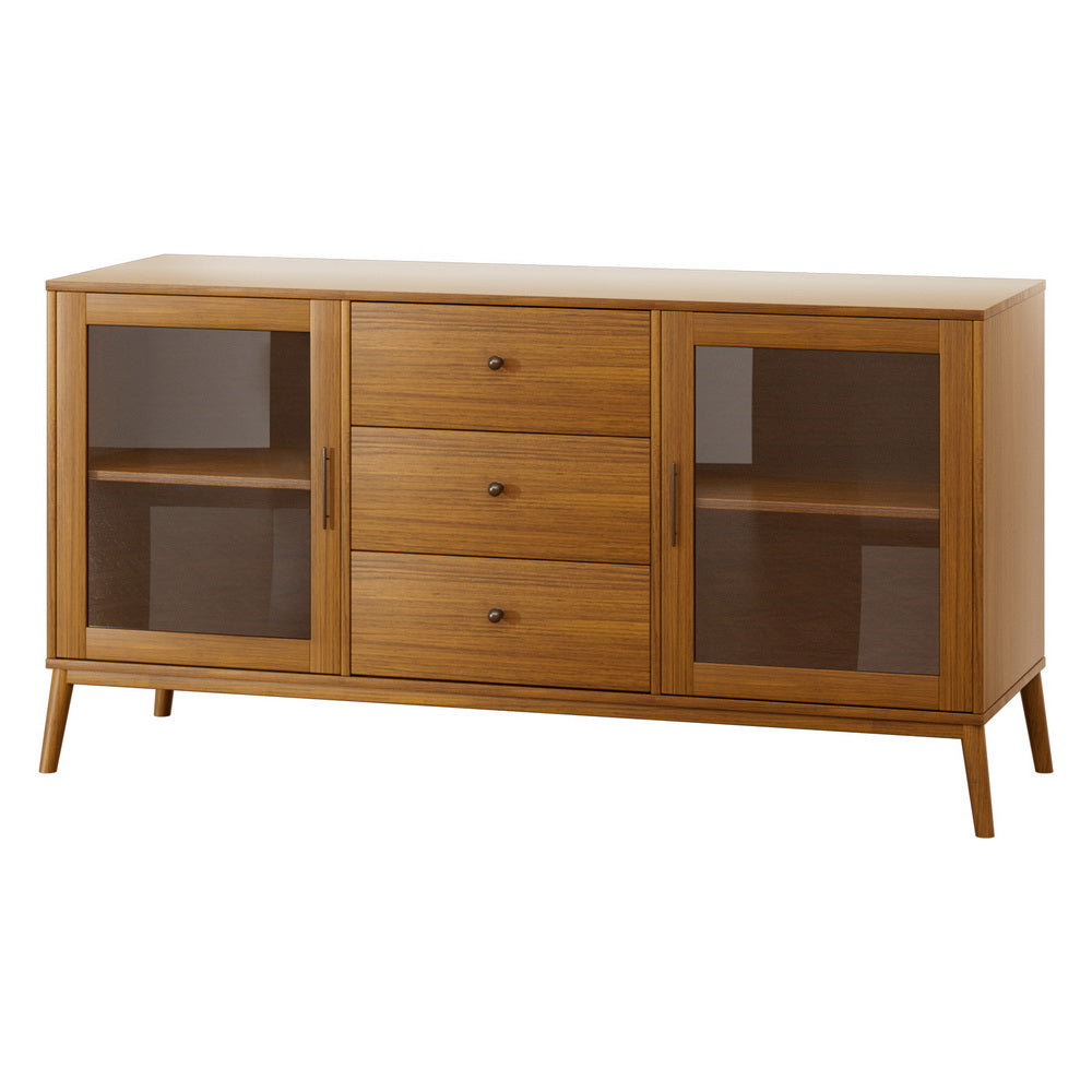 Reary Oak Buffet Sideboard Glass Doors