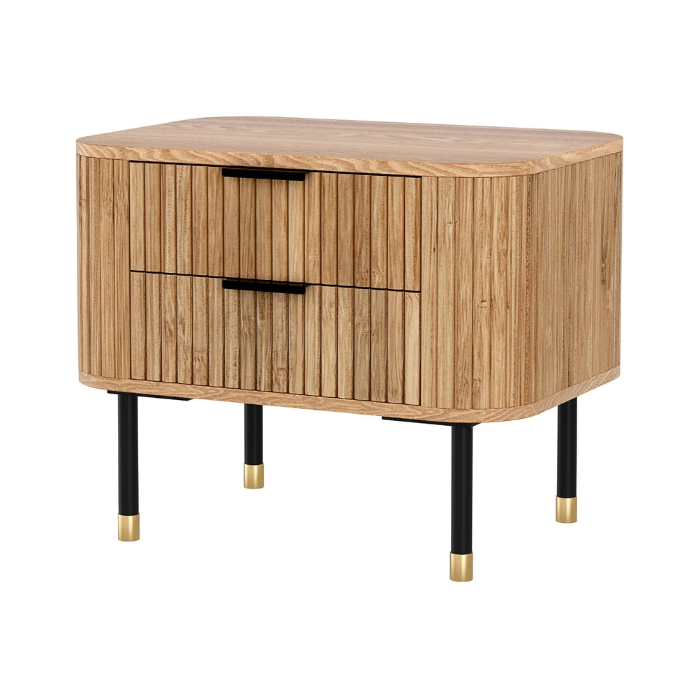 Paulownia Pine Bedside Table 2 Drawers