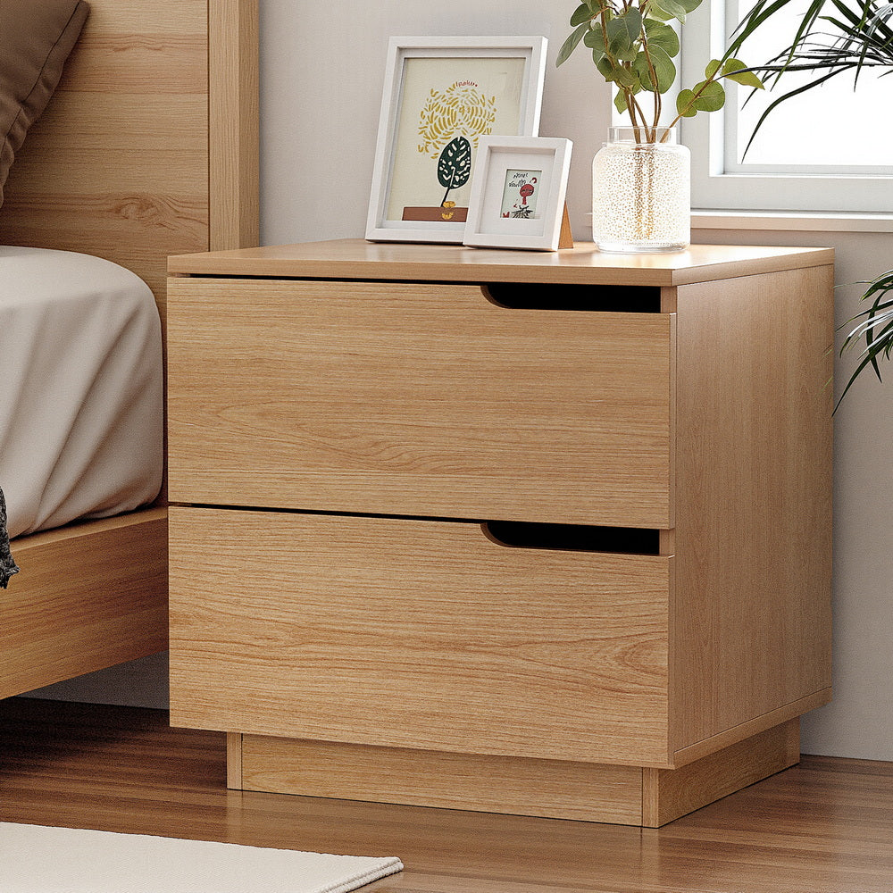 Artiss Bedside Table with 2 Drawers Nightstand Pine
