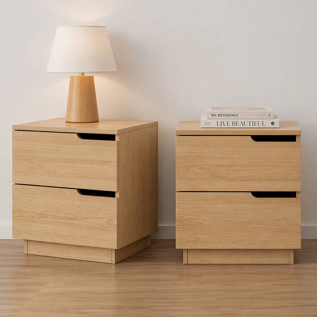 Artiss 2 Drawer Bedside Table Nightstand Pine