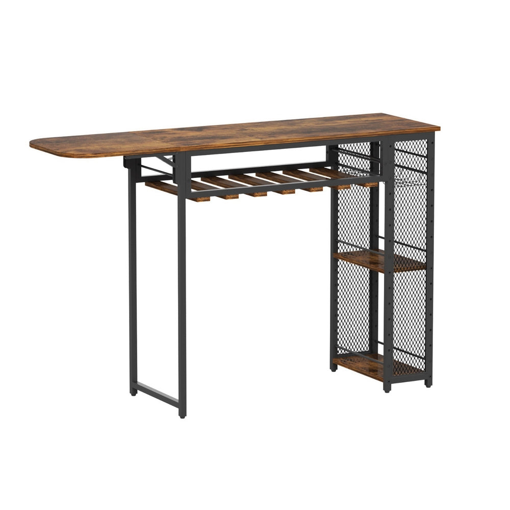 Artiss Industrial Bar Table with Wine Rack Extendable 140cm