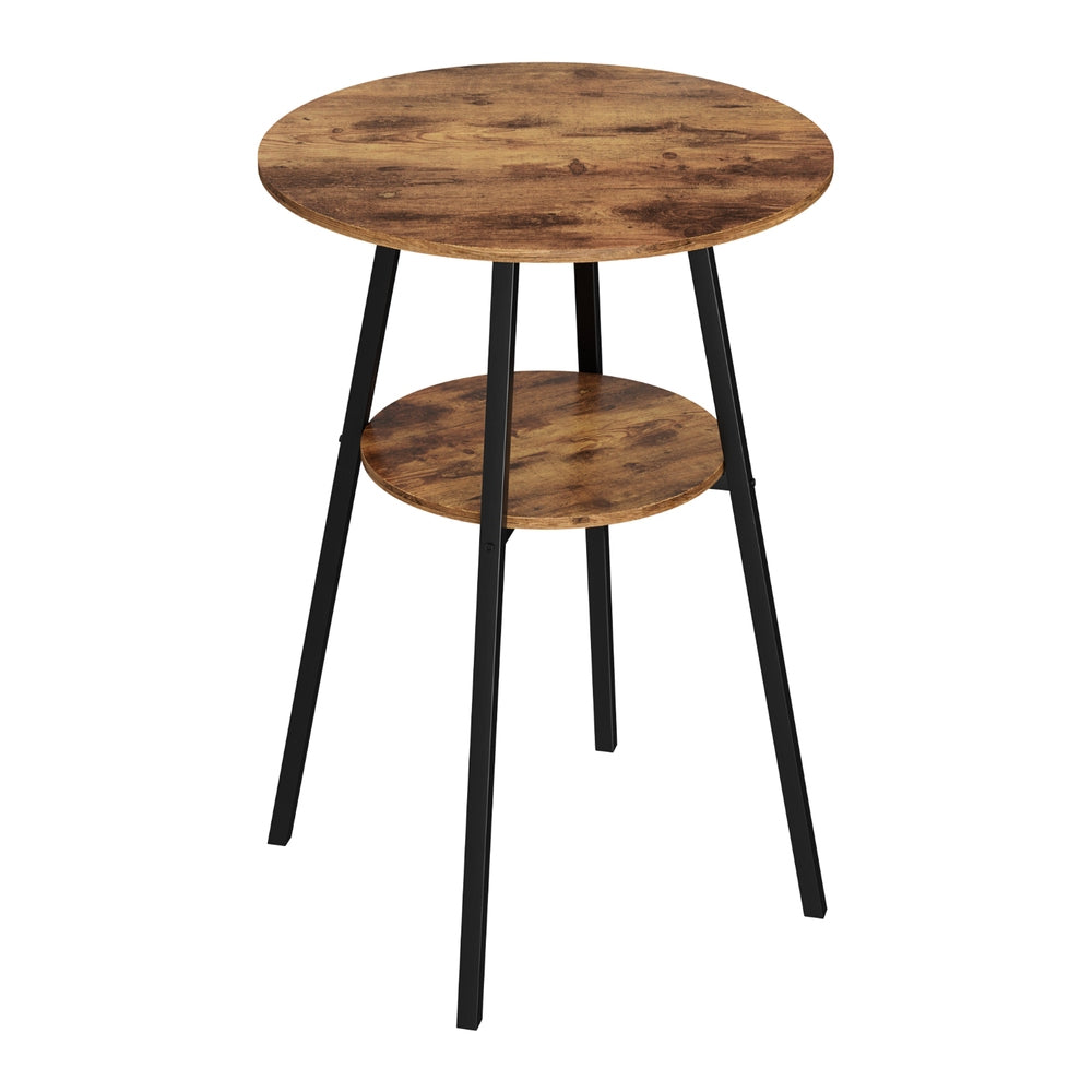 Industrial Bar Table 2-Tier Weather-Resistant MDF Steel Frame Rustic Brown