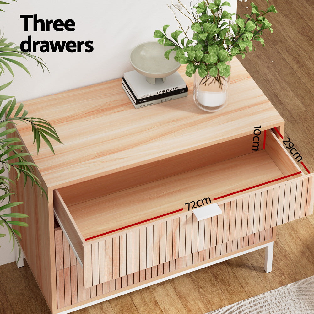 LURA Pine 3-Drawer Chest White