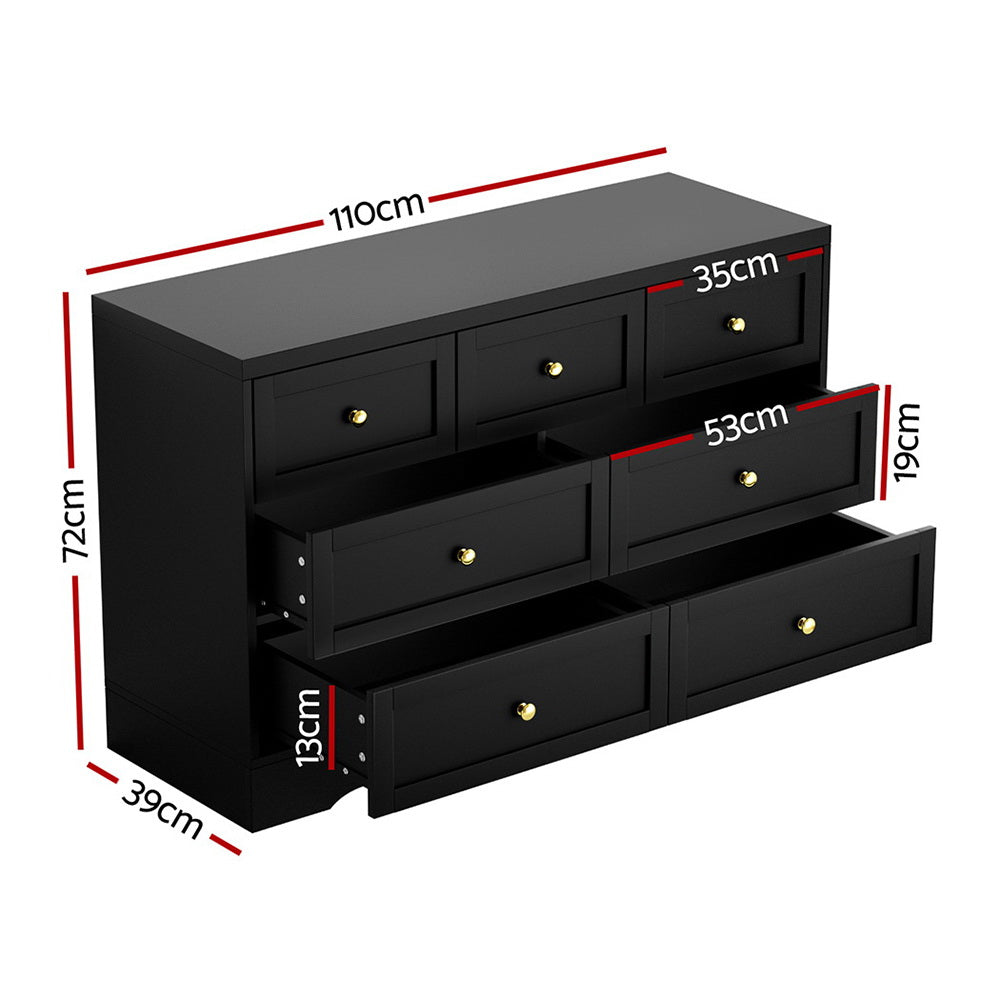 Artiss 7-Drawer Dresser Black
