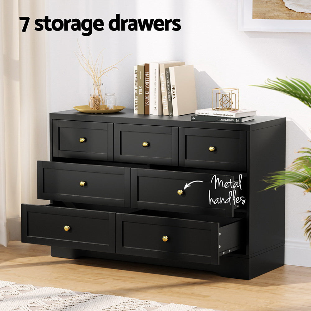 Artiss 7-Drawer Dresser Black