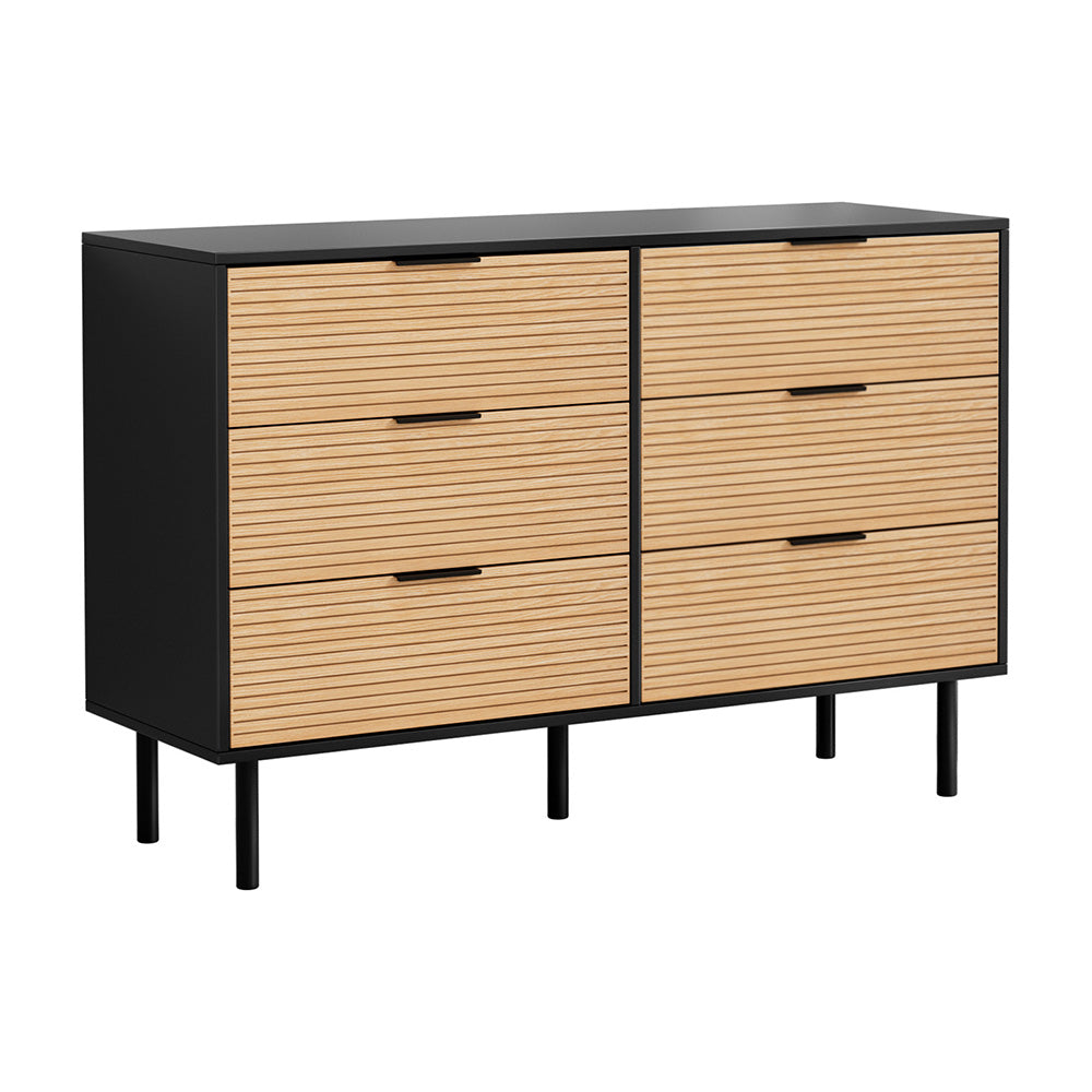 Artiss 6 Drawer Chest of Drawers Dresser Black&Pine