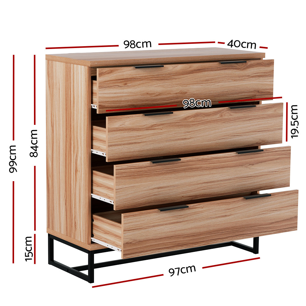 NOCHE 4-Drawer Tallboy Dresser Rust Oak