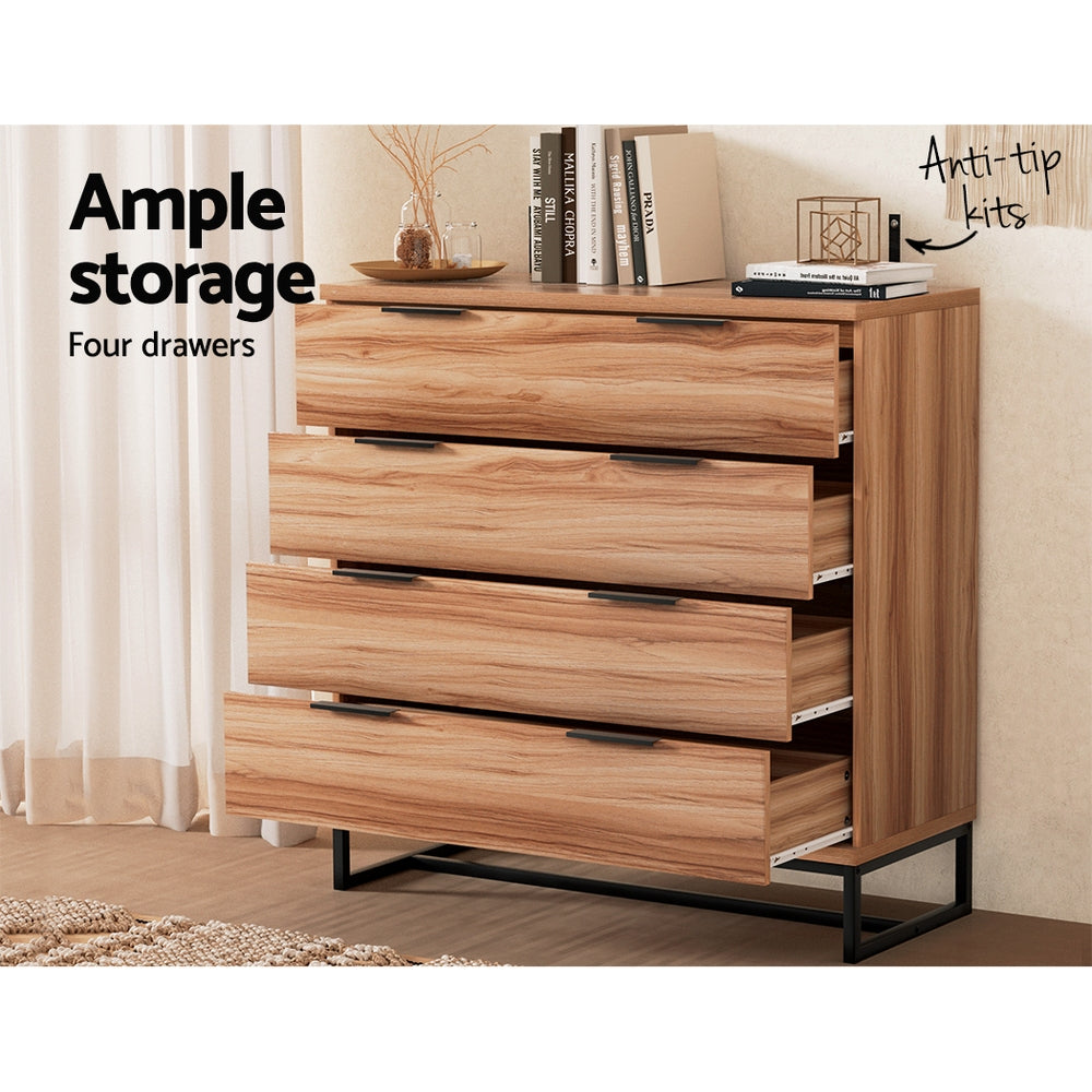 NOCHE 4-Drawer Tallboy Dresser Rust Oak