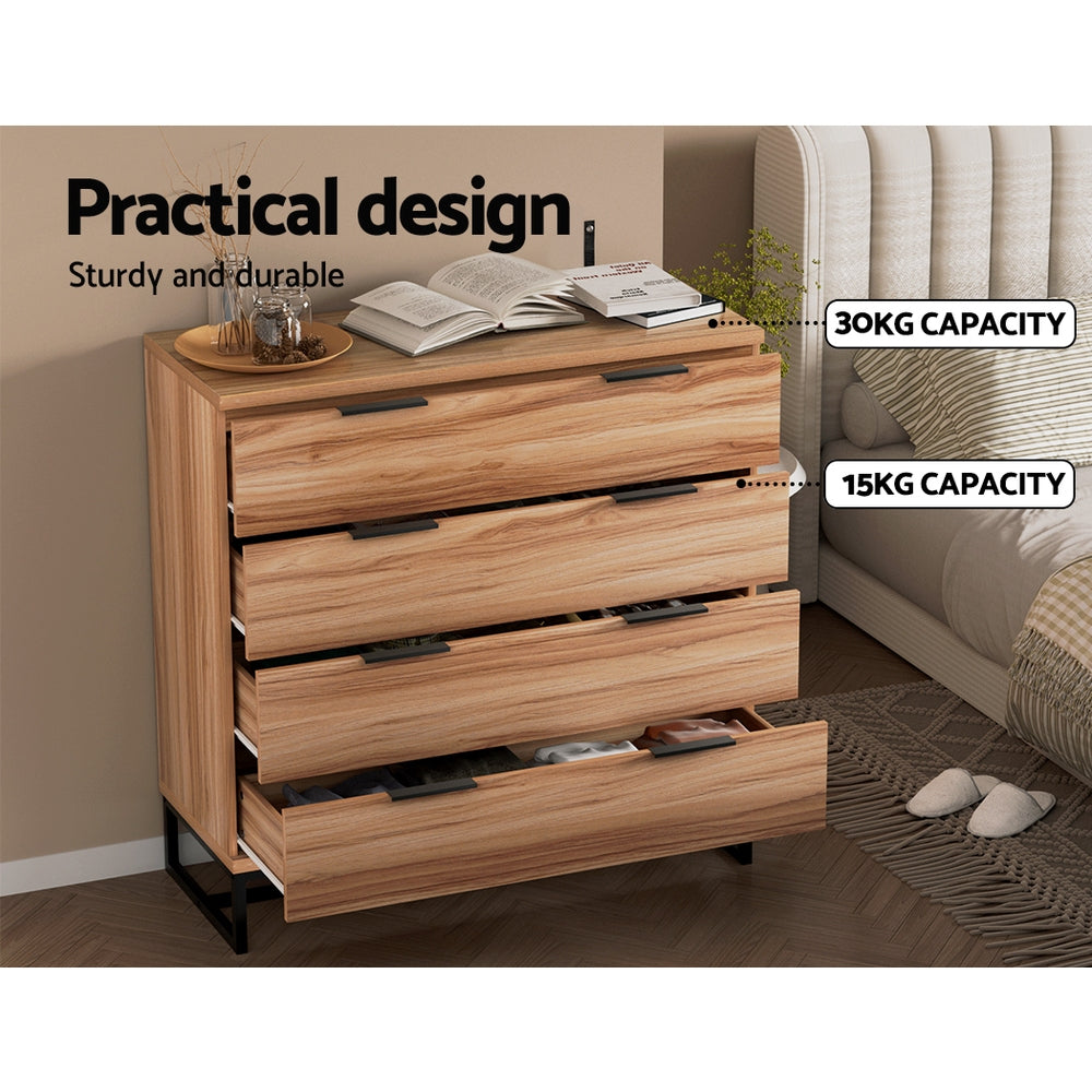 NOCHE 4-Drawer Tallboy Dresser Rust Oak