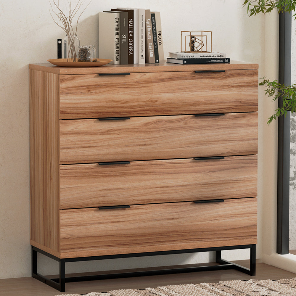 NOCHE 4-Drawer Tallboy Dresser Rust Oak