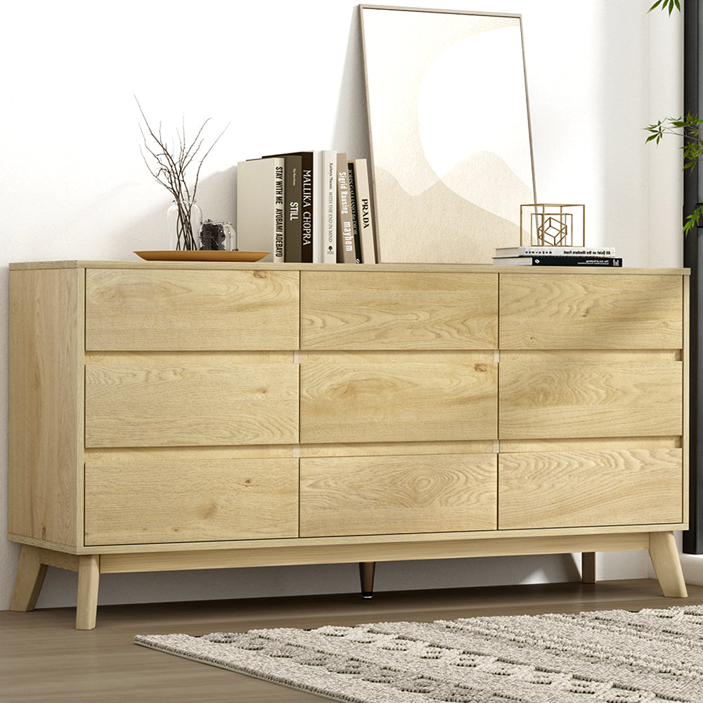 Xavi 9 Drawer Tallboy Chest of Drawers - Pine