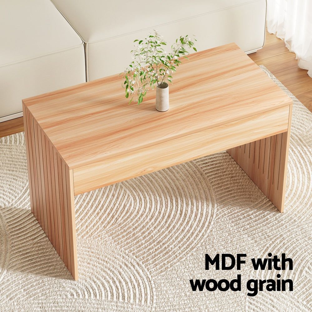 Rectangle Coffee Table Fluted Side 100cm Pine