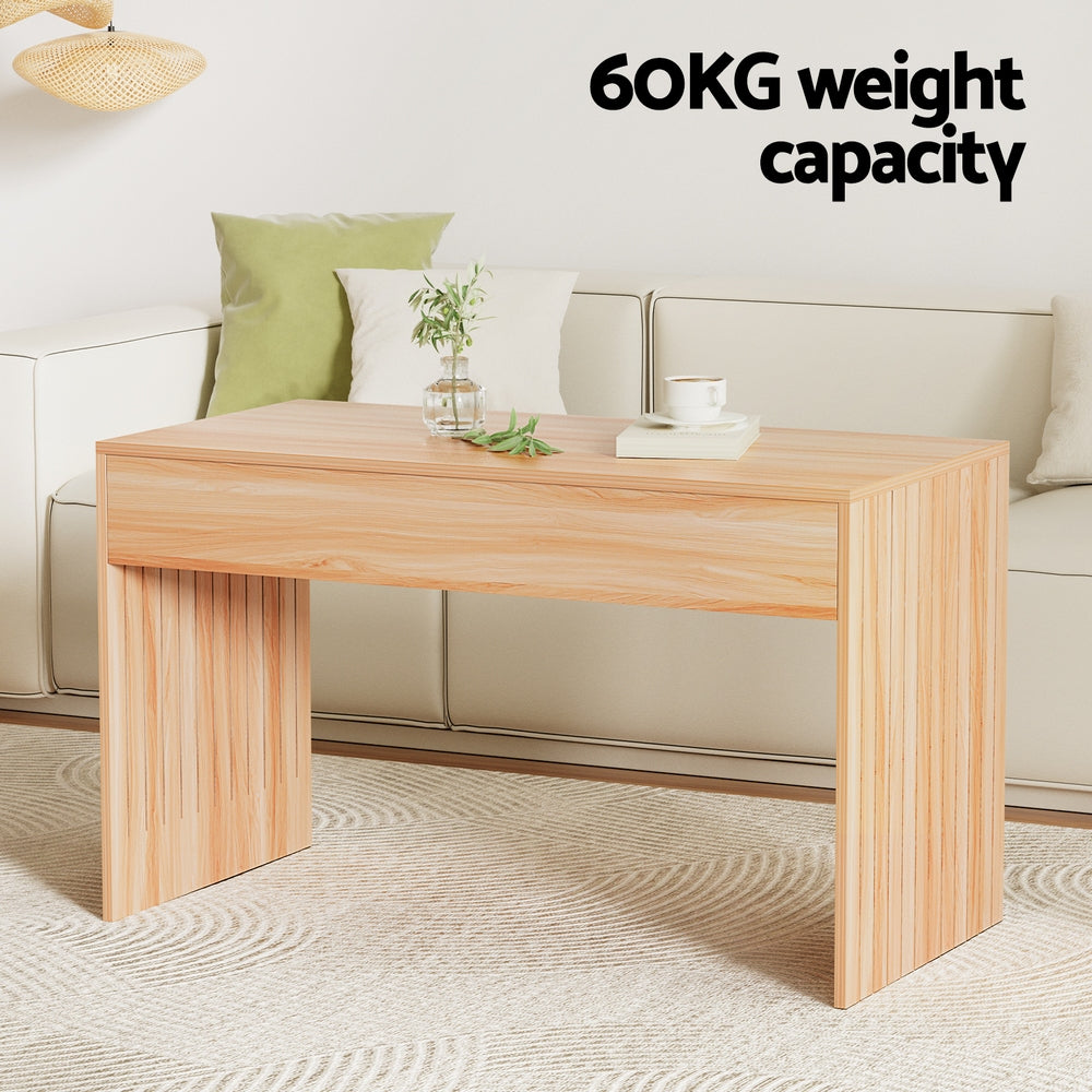 Rectangle Coffee Table Fluted Side 100cm Pine