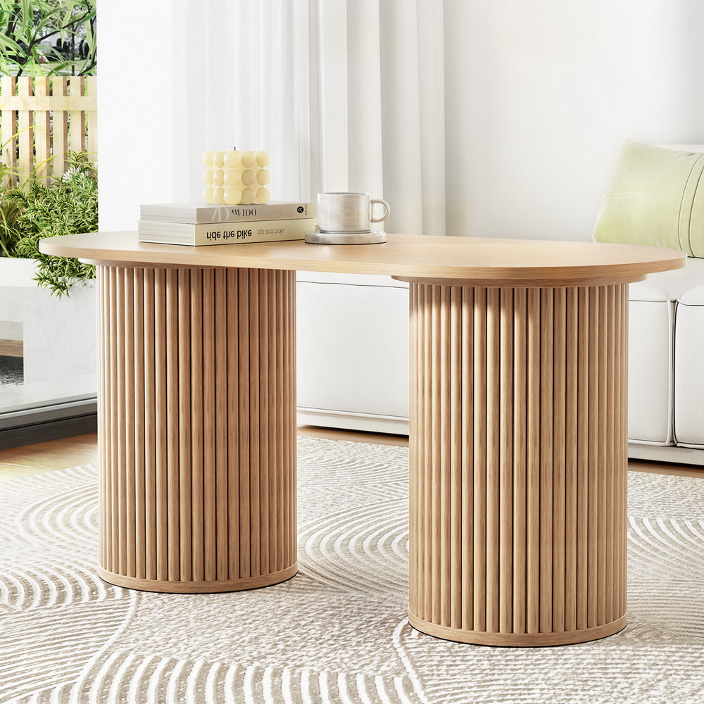 Samuel Oval Coffee Table 100CM Pine Wood Grain