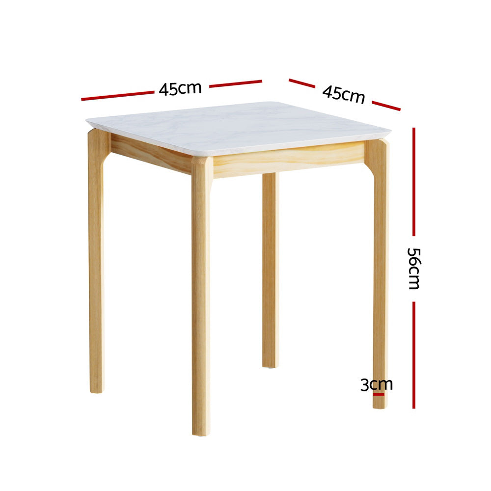 Artiss Square Coffee Table Marble Effect White