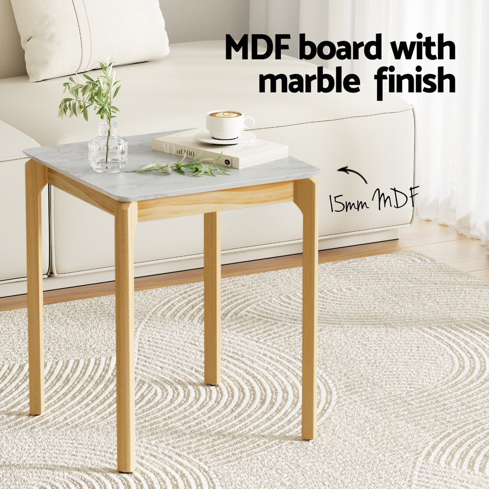 Artiss Square Coffee Table Marble Effect White