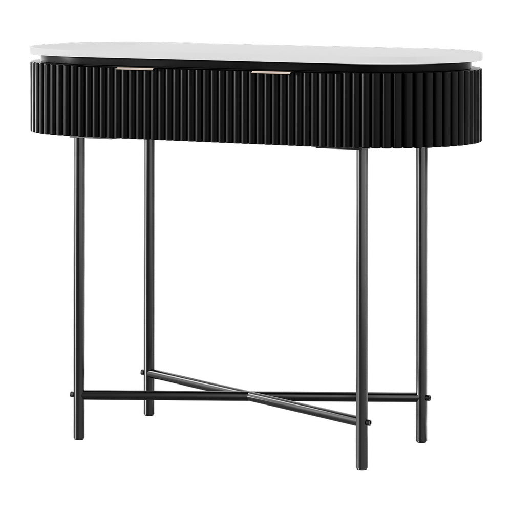 Romeo 100cm Console Table 2 Drawers White/Black