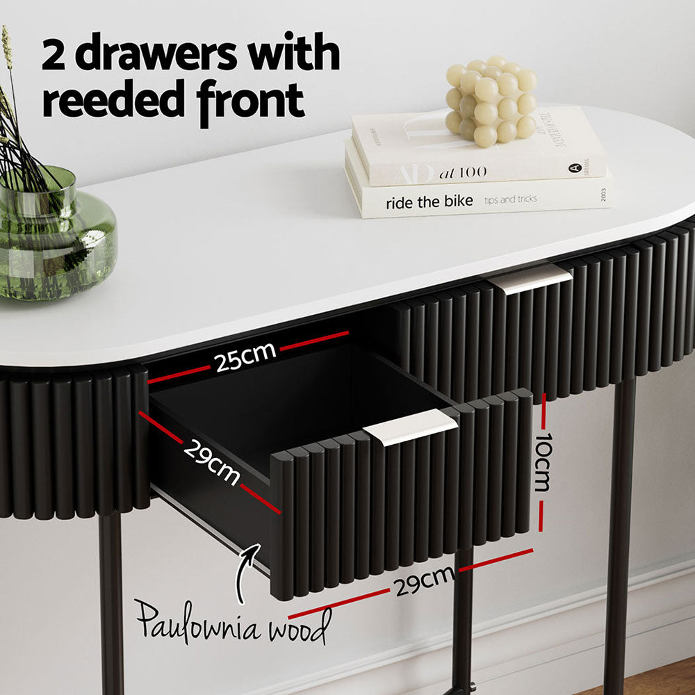 Romeo 100cm Console Table 2 Drawers White/Black
