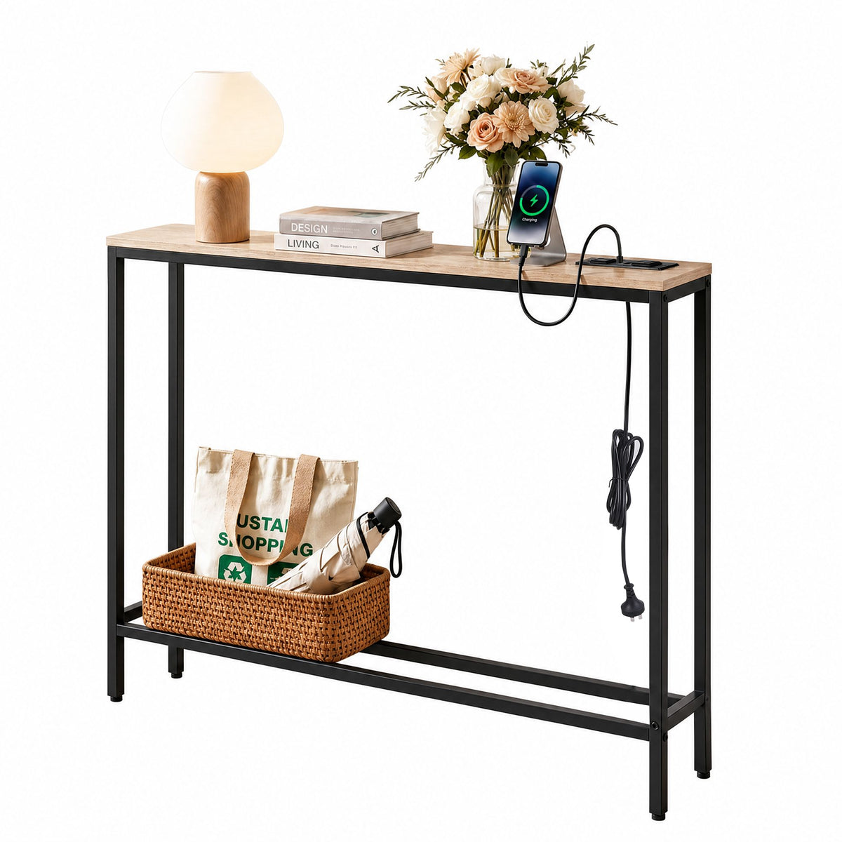 Artiss Narrow Console Table Entryway 100cm Wood