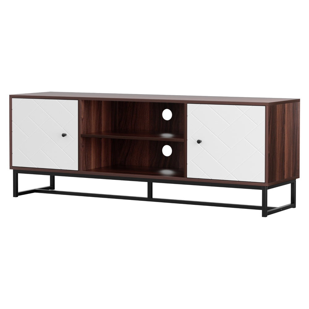 Walnut White 150cm TV Unit Storage Shelves