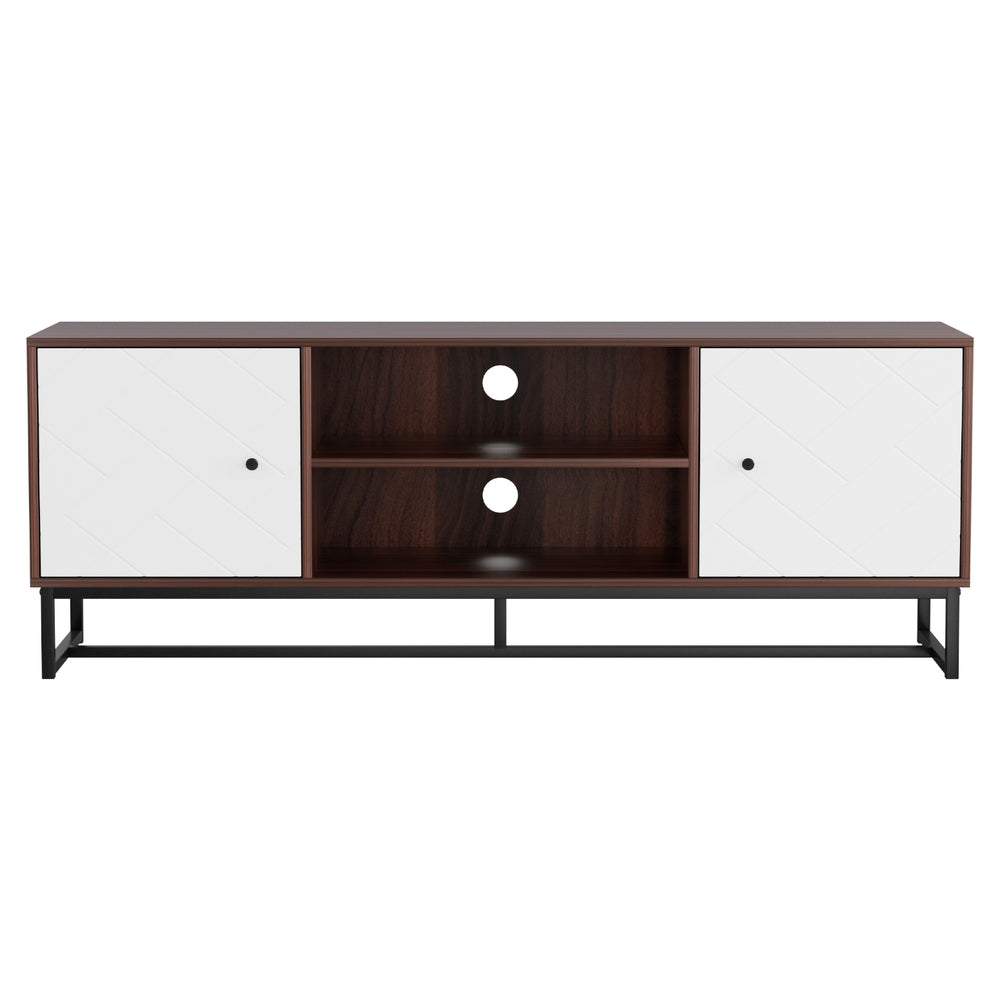 Walnut White 150cm TV Unit Storage Shelves