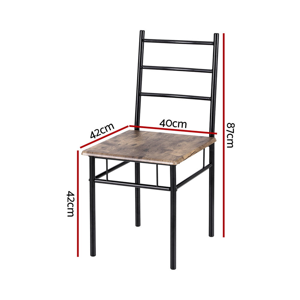 Doria 5-Piece Dining Table and Chairs Set Industrial Walnut