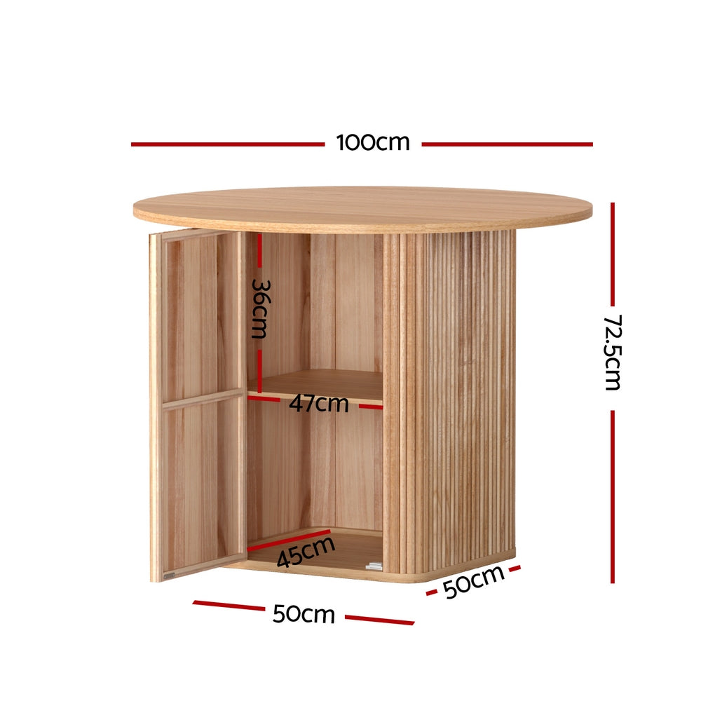 Artiss 1M Dining Table Storage Base Pine 4-Seater