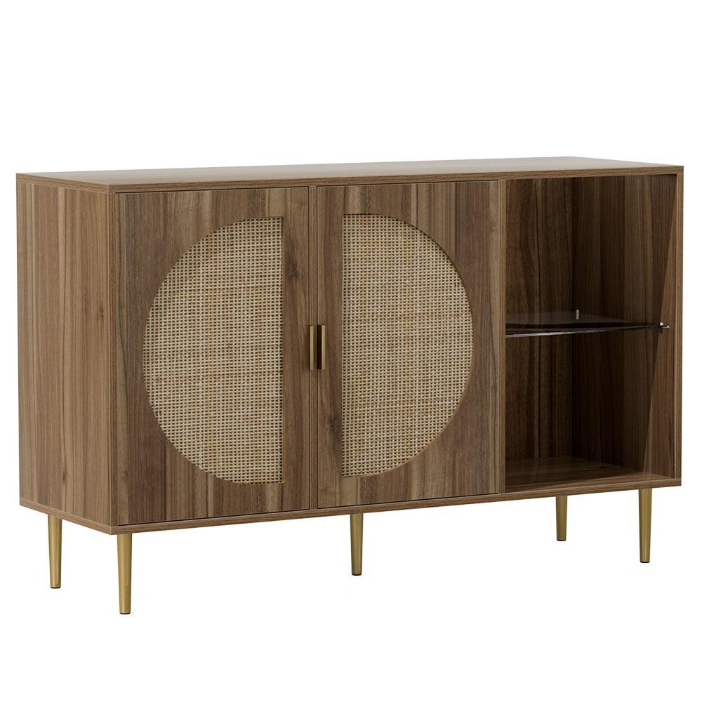 Anya 2-Door Buffet Sideboard Rattan Dark Oak