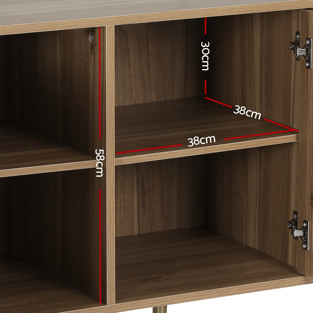 Anya 2-Door Buffet Sideboard Rattan Dark Oak