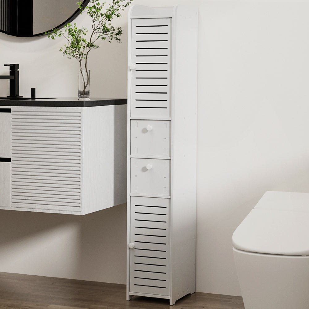 Artiss Slim Corner Bathroom Storage Cabinet White