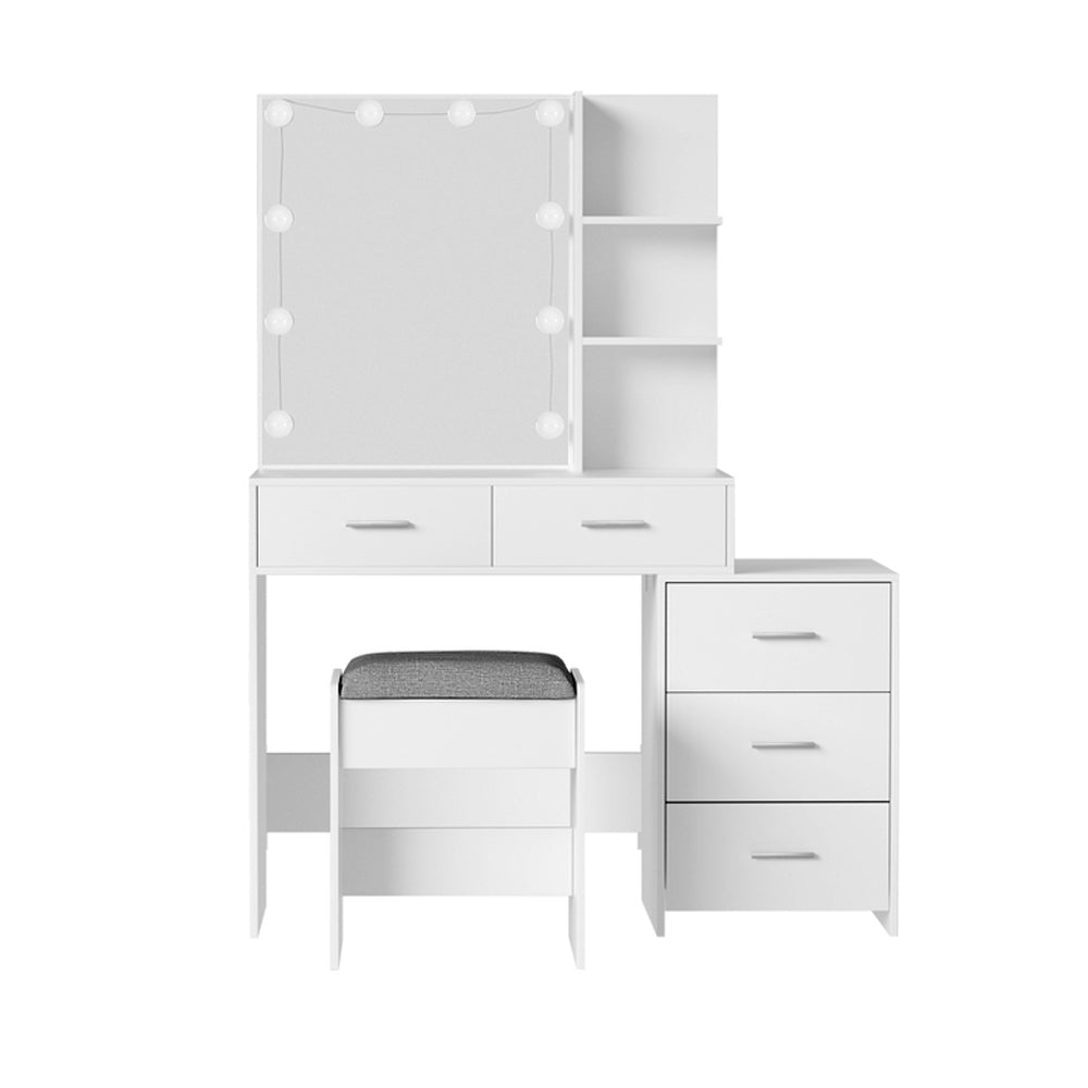 Dale Dressing Table Set 10 LED Bulbs White with Stool