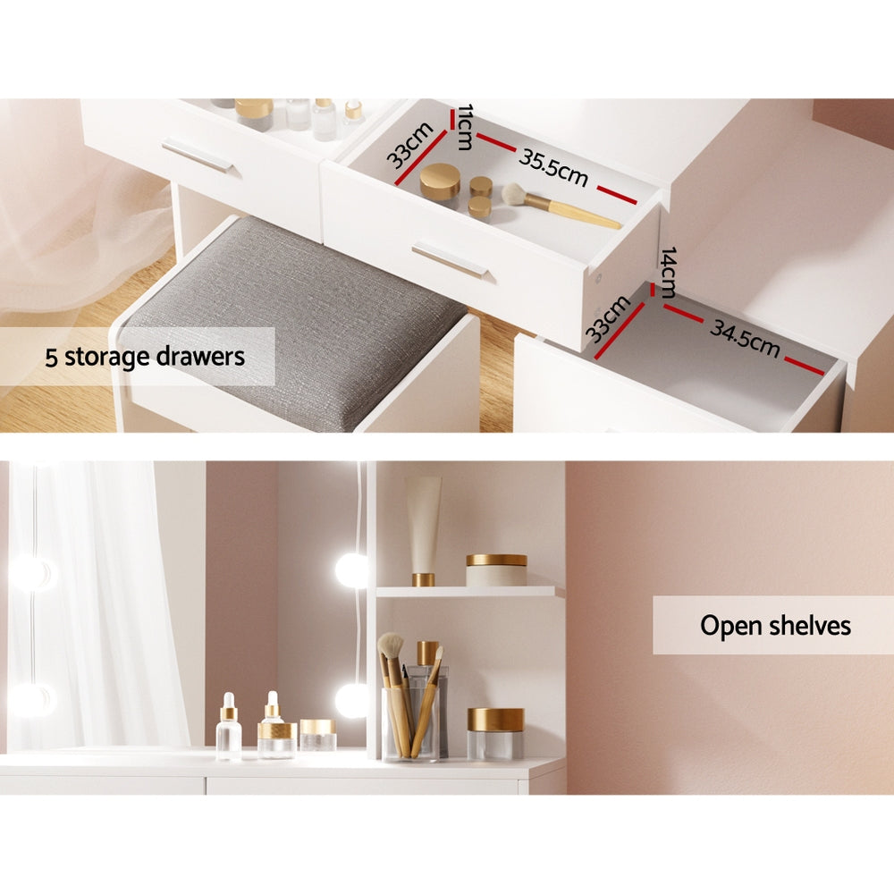 Dale Dressing Table Set 10 LED Bulbs White with Stool