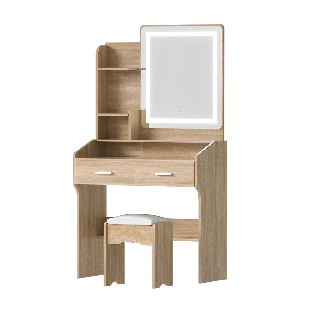 Artiss LED Dressing Table Set with Stool and Mirror, Wood