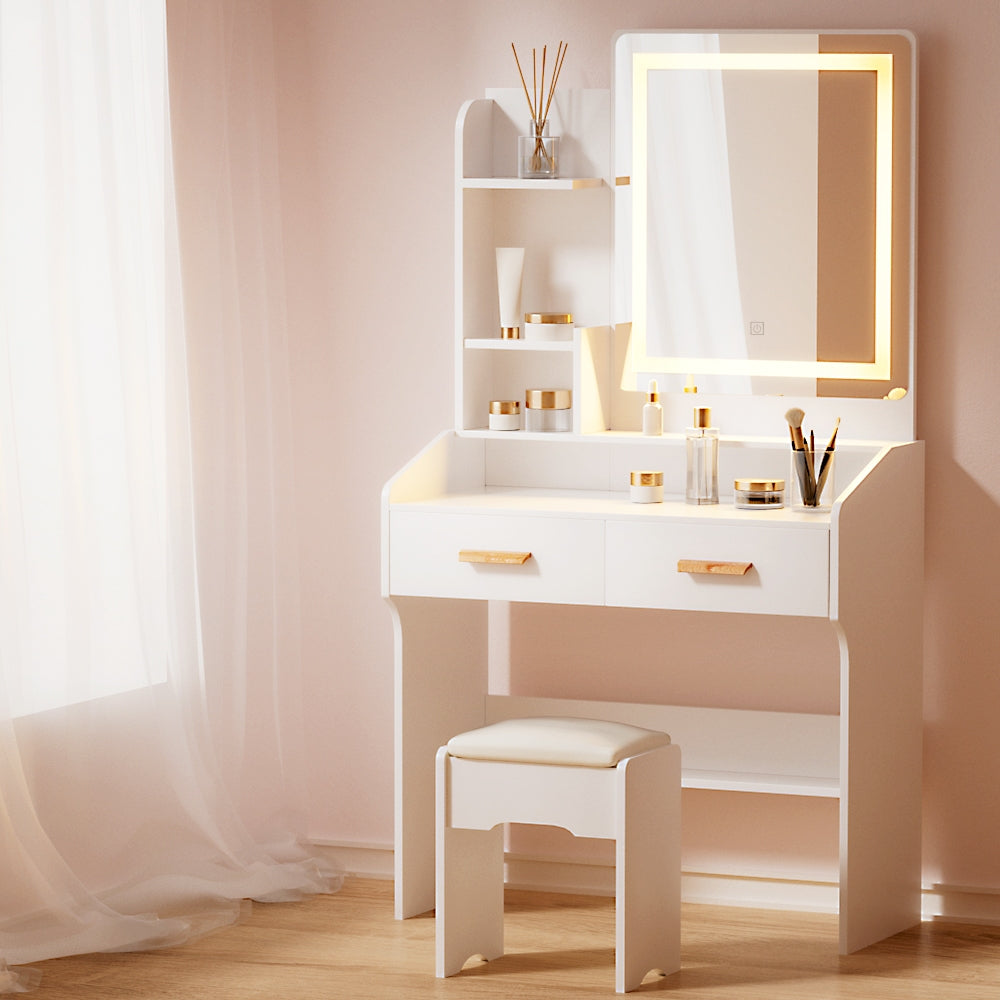 Doria Dressing Table Set LED Mirror White