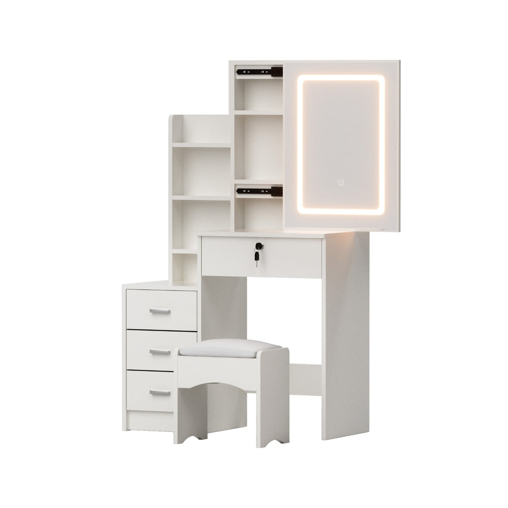Artiss LED Dressing Table Vanity Desk Set with Stool, White