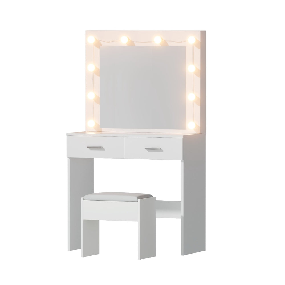 Artiss Dressing Table Vanity Desk Set with Stool 10 LED Bulbs White