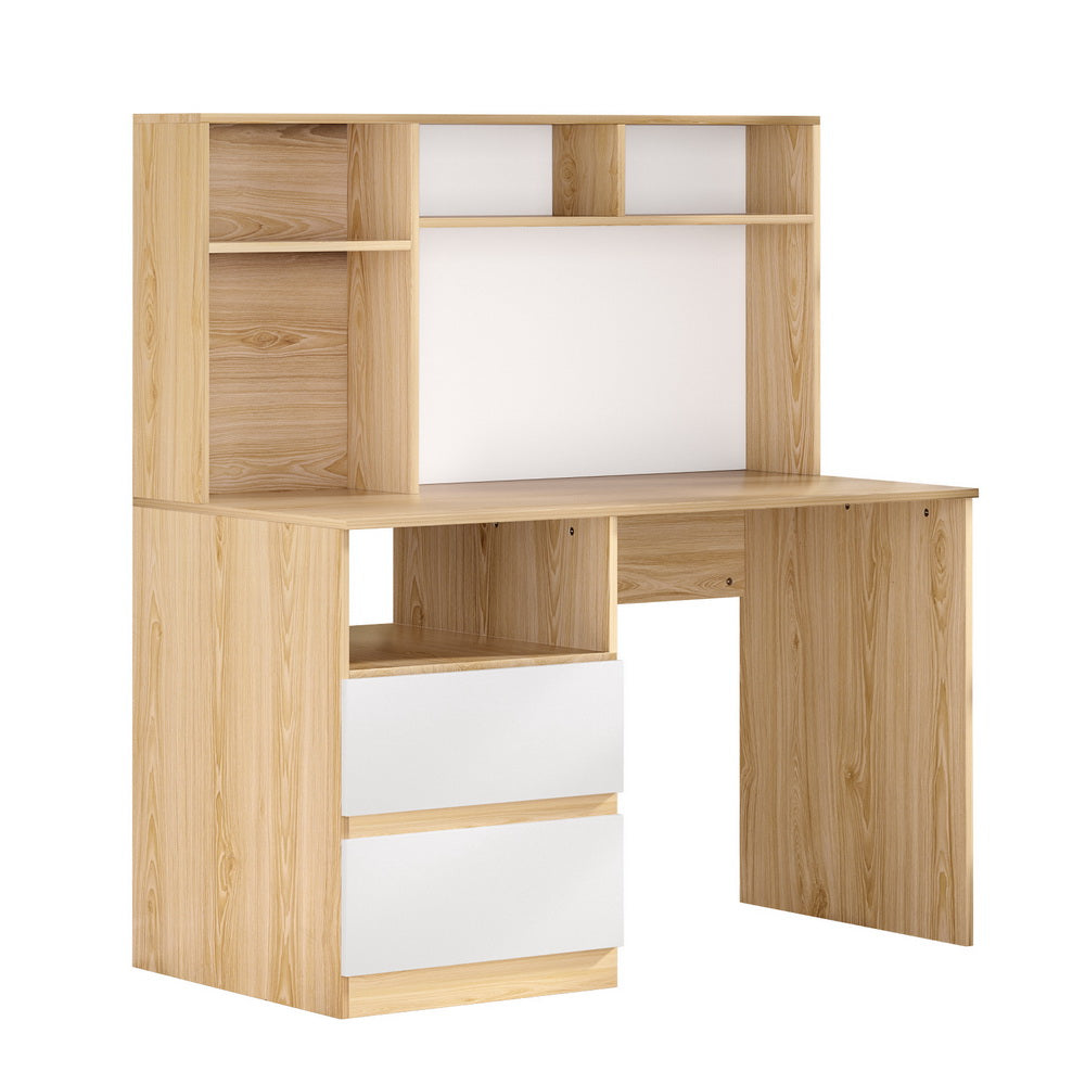 Artiss Office Desk 120cm Bookshelf Drawer White Oak