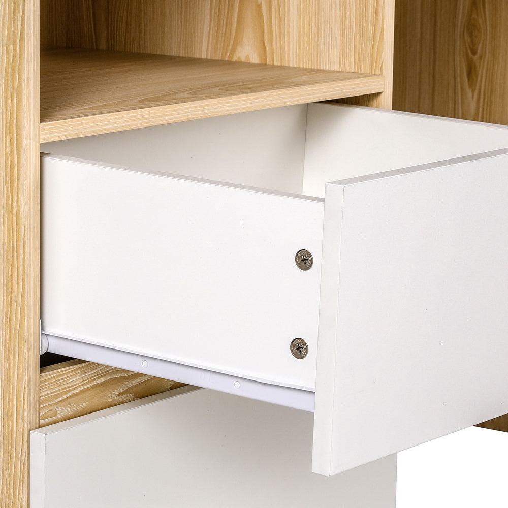 Artiss Office Desk 120cm Bookshelf Drawer White Oak